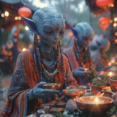 Zestara, head chef of the renowned street food spot "Cosmic Delights". The spices can distort the perception of time, while others might induce lucid dreams.