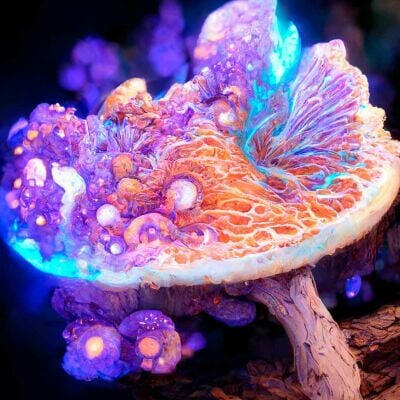 Magic mushrooms glowing.
